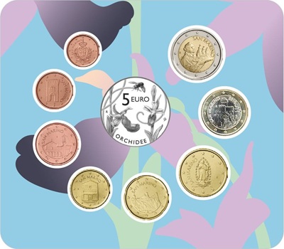 Série euros Saint Marin 2025 de 9 pièces FDC dédiée aux orchidées spontanées b