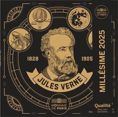 Série euros France 2025 de 8 pièces FDC dédiée au 120e anniversaire de la mort de Jules Verne