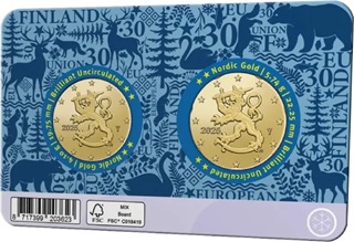 pièces finlandaises de 20 et 10 centimes d'euro 2025 en qualité BU