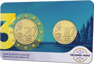 pièces finlandaises de 20 et 10 centimes d'euro 2025 en qualité BU