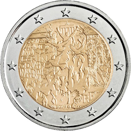 2 euro commémorative 2019 France pour le 30ème anniversaire de la chute du mur de Berlin