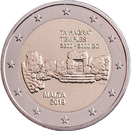 2 euros commémorative 2019 Malte les temples Ta' Hagrat