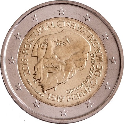 2 euro commémorative 2019 Portugal Magellan pour les 500 ans de la circumnavigation de la route de Magellan