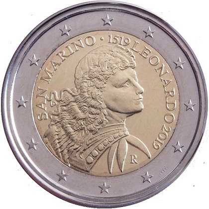 2 euro commémorative 2019 Saint-Marin 500ème anniversaire de la mort de Léonard de Vinci