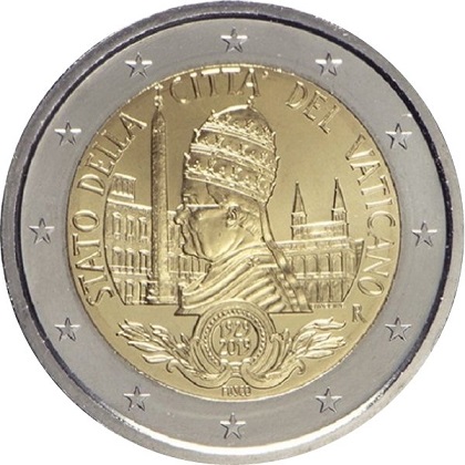 2 euro 2019 Vatican 90e anniversaire de la fondation de l'état du Vatican