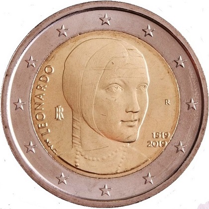 2 euro commémorative 2019 Italie pour le 500e anniversaire de la mort de Léonard de Vinci