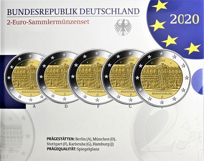euro set Allemagne 2020 2 euro commémorative BE