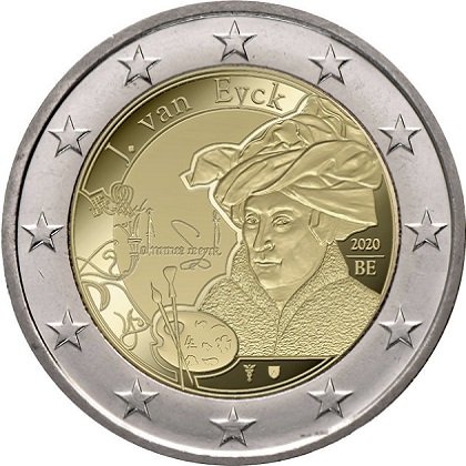 2 euro commémorative 2020 Belgique Jan Van Eyck