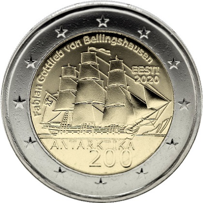 2 € euro commémorative 2020 Estonie le 200e anniversaire de la découverte de l'Antarctique