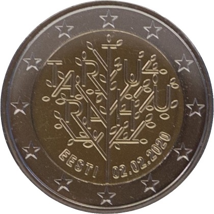 2 € euro commémorative 2020 Estonie le 100e anniversaire du traité de paix de Tartu. 