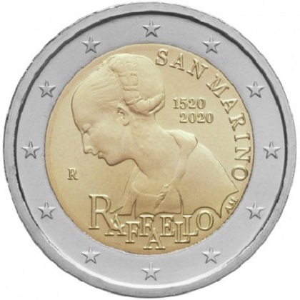 2 € euro commémorative Saint-Marin 2020 pour le 500e anniversaire de la mort de Raphaël