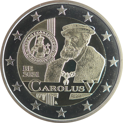 2 € euro commémorative 2021 Belgique Carolus V