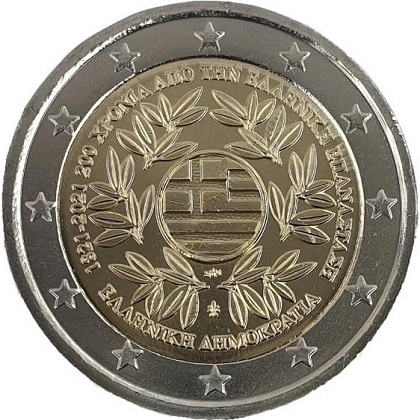 2 € commémorative 2021 Grèce pour les 200 ans de la Révolution grecque