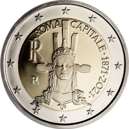 2 € euro commémorative Italie 2021 pour le 150e anniversaire de la fondation de Rome comme capitale de l'Italie