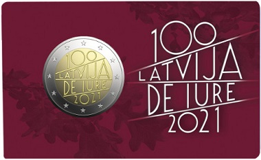 2 € euro commémorative Lettonie 2021 pour le 100e anniversaire de la reconnaissance internationale de la Lettonie