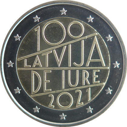 2 € euro commémorative Lettonie 2021 pour le 100e anniversaire de la reconnaissance internationale de la Lettonie