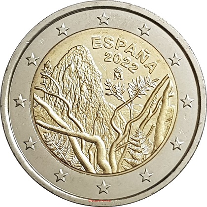 2 € euro commémorative 2022 Espagne le patrimoine mondial - Parc national de Garajonay