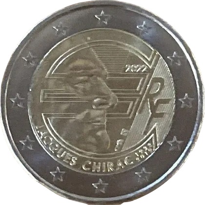 2 € commémorative 2022 France Jacques Chirac