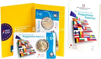 2 € euro commémorative 2022 Italie Erasmus coincard bu