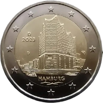 2 € commémorative 2023 Allemagne dédiée à l'État de Hambourg