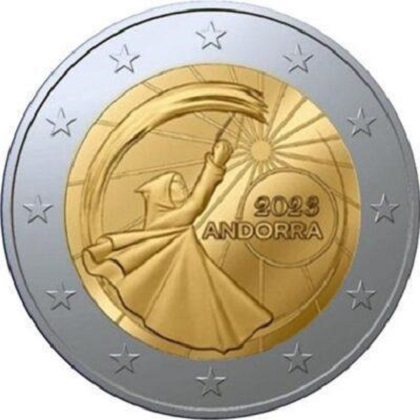 2 € euro commémorative 2023 Principauté d'Andorre pour célébrer les Fêtes du solstice d'été en Andorre