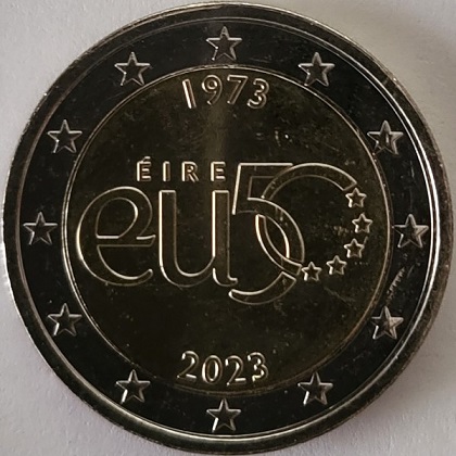 2 € commémorative 2023 Irlande pour commémorer le 50e anniversaire de l'adhésion à l'UE.