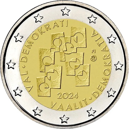 2 € euro commémorative 2024 Finlande pour commémorer les élections et la démocratie.