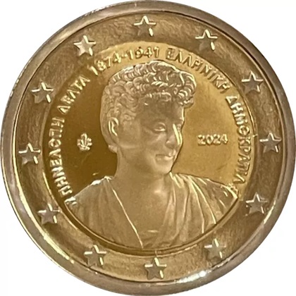 2 € commémorative 2024 Grèce pour le 150e anniversaire de la naissance de Pénélope Delta. 