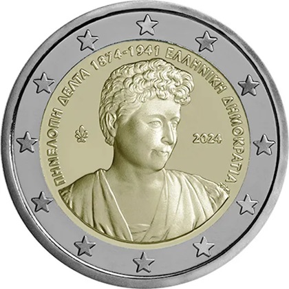 2 € commémorative 2024 Grèce pour le 150e anniversaire de la naissance de Pénélope Delta. 