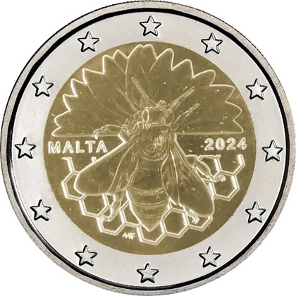 2 € euro commémorative 2024 Malte pour commémorer l'abeille 