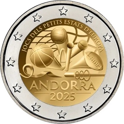 2 euro commémorative 2025 Principauté d'Andorre dédiée aux Jeux des Petits États Européens (JSES)