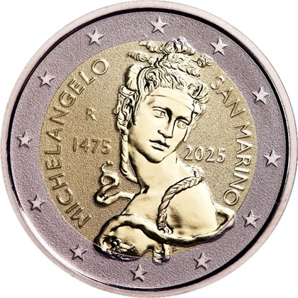 2 euro commémorative 2025 Saint-Marin pour les 550e anniversaire de la naissance de Michel-Ange Buonarroti BE
