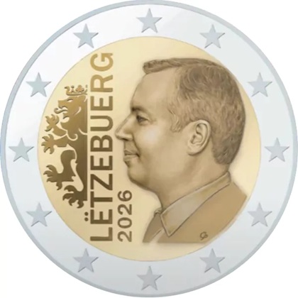 pièce de circulation luxembourgeoise de 2 euro 2026 Grand-Duc Guillaume