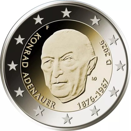 2 euros commémorative 2026 Allemagne Konrad Adenauer