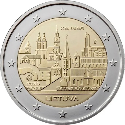 2 euro commémorative 2026 Lituanie pour la ville de Kaunas