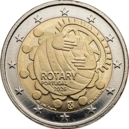 2 euro commémorative 2026 Portugal pour les 100 ans du Rotary au Portugal