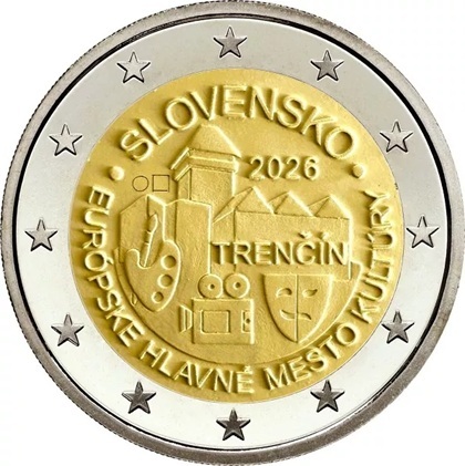 2 euro commémorative 2026 Slovaquie pour la ville de Trencín, qui sera la capitale européenne de la culture en 2026