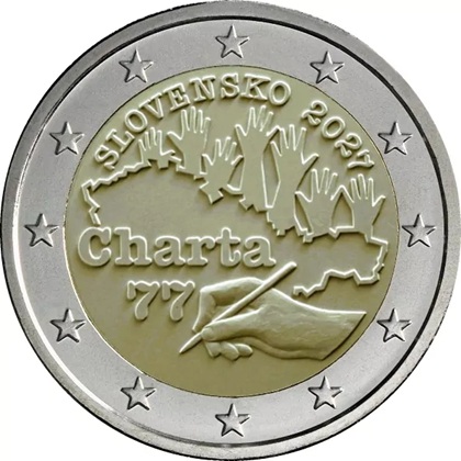 2 euro commémorative 2027 Slovaquie pour le 50e anniversaire de la Charte 77