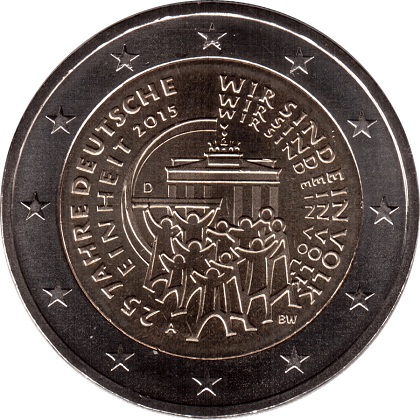 2 euro commémorative 2015 Allemangne 25ème anniversaire de la réunification allemande