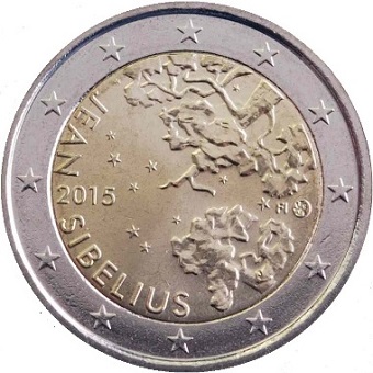 2 euro 2015 commémorative Finlande 150ème anniversaire de la naissance du compositeur Jean Sibelius