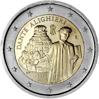 2 euro commémorative 2015 Italie 750ème anniversaire de la naissance de Dante Alighieri