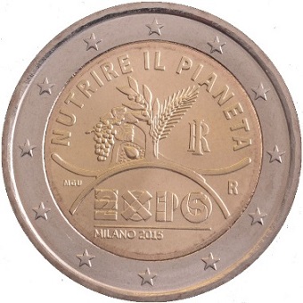 2 euro commémorative Italie 2015 exposition universelle de Milan 2015