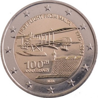 2 euro commémorative 2015 Malte le 100ème anniversaire du 1er Vol à partir de Malte