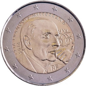 2 euros commémorative 2016 France 100e anniversaire de la naissance et le 20e anniversaire de la mort de François Mitterrand