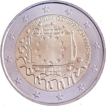 2 euro 2015 commémorative Autriche 30e anniversaire du drapeau européen