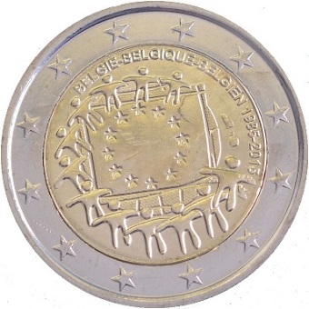 2 euro 2015 commémorative Belgique 30e anniversaire du drapeau européen
