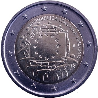 2 euro 2015 commémorative Italie 30e anniversaire du drapeau européen