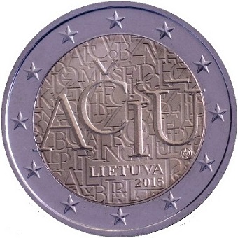 2 euro 2015 commémorative Lituanie ACIU la langue lituanienne