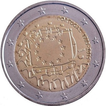 2 euro 2015 commémorative Portugal 30ème anniversaire du drapeau européen