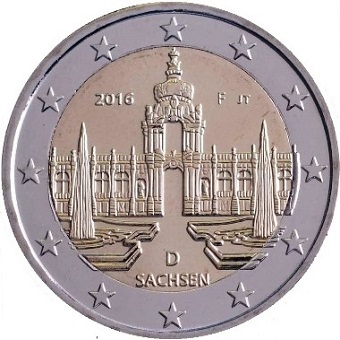 2 euros commémorative 2016 Allemagne le palais Zwinger de Dresde - Saxe